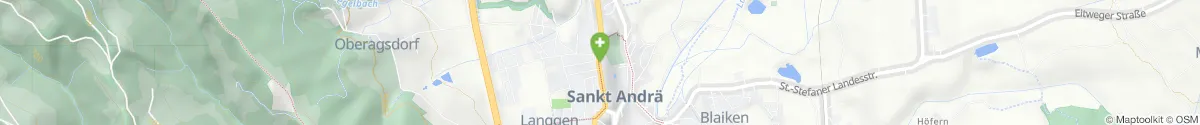Map representation of the location for Stadt-Apotheke in 9433 Sankt Andrä
